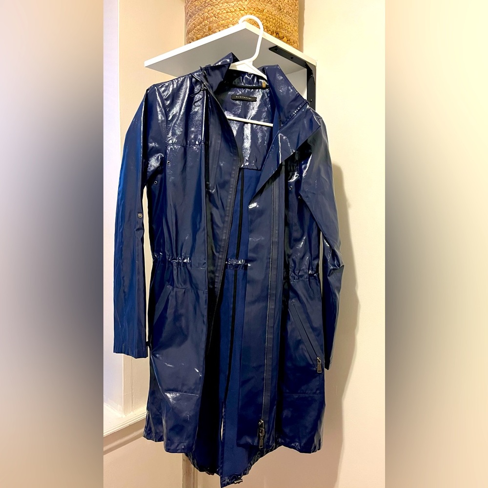 Elie Tahari lacquered rain trench coat